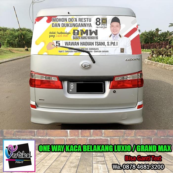 Cetak Stiker One Way Vison Kaca Mobil Belakang Luxio Grand Max -Gratisongkir