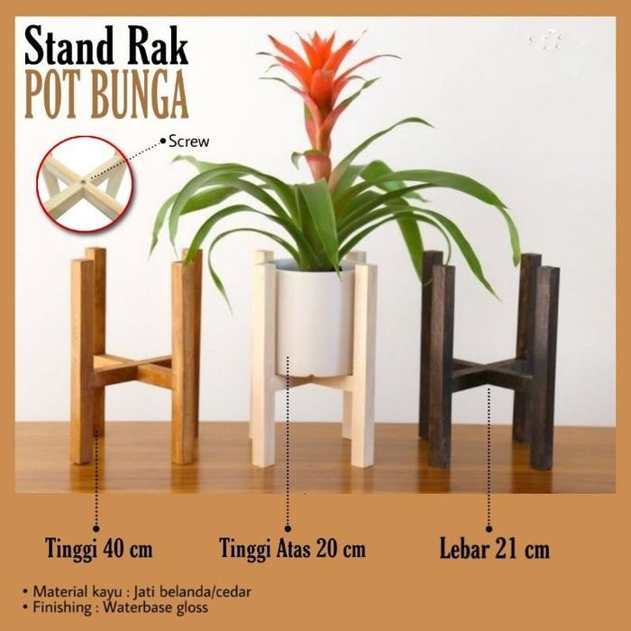 Stand Rak Tatakan Pot Kayu / Rak Pot Bunga TP1