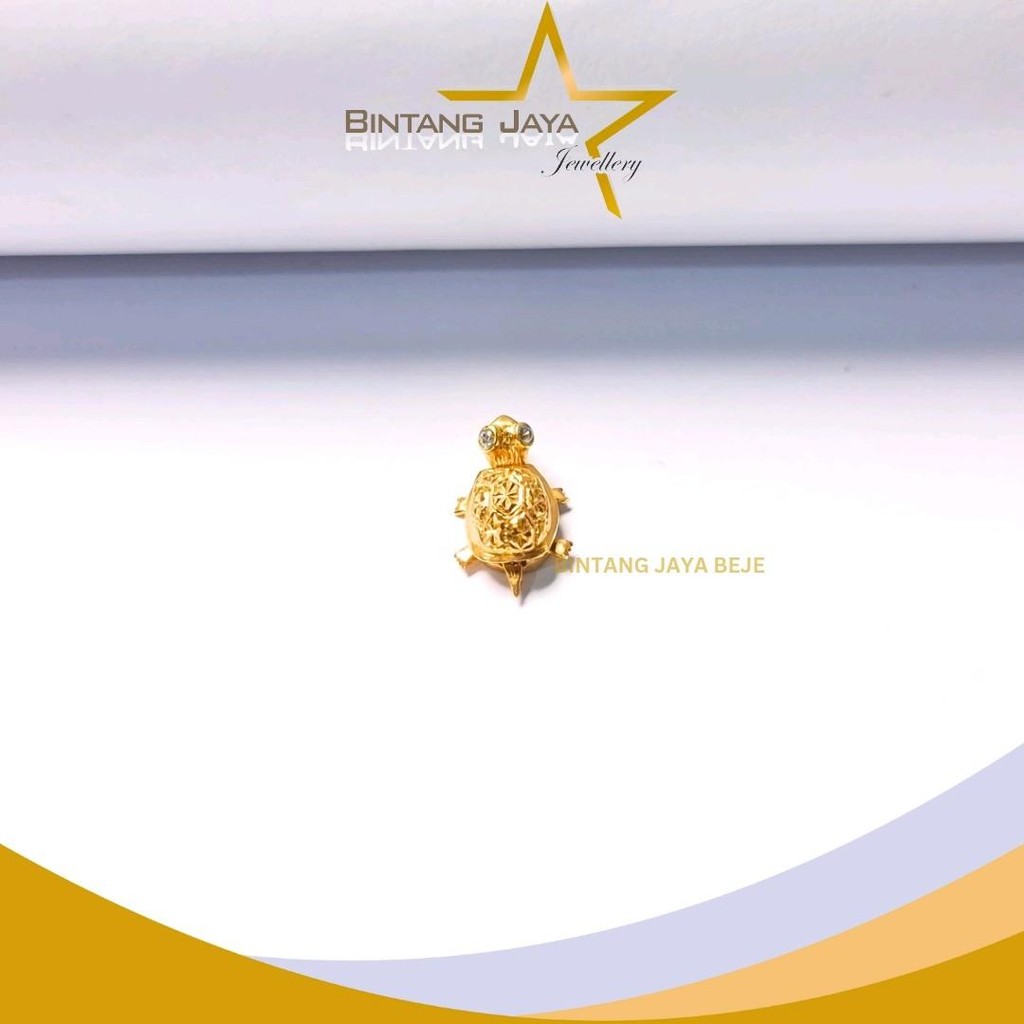 Liontin Emas Asli (16K) Kura-Kura M Putih, Berat 1,96g, Cocok untuk Hadiah Manis & Perayaan Formal (