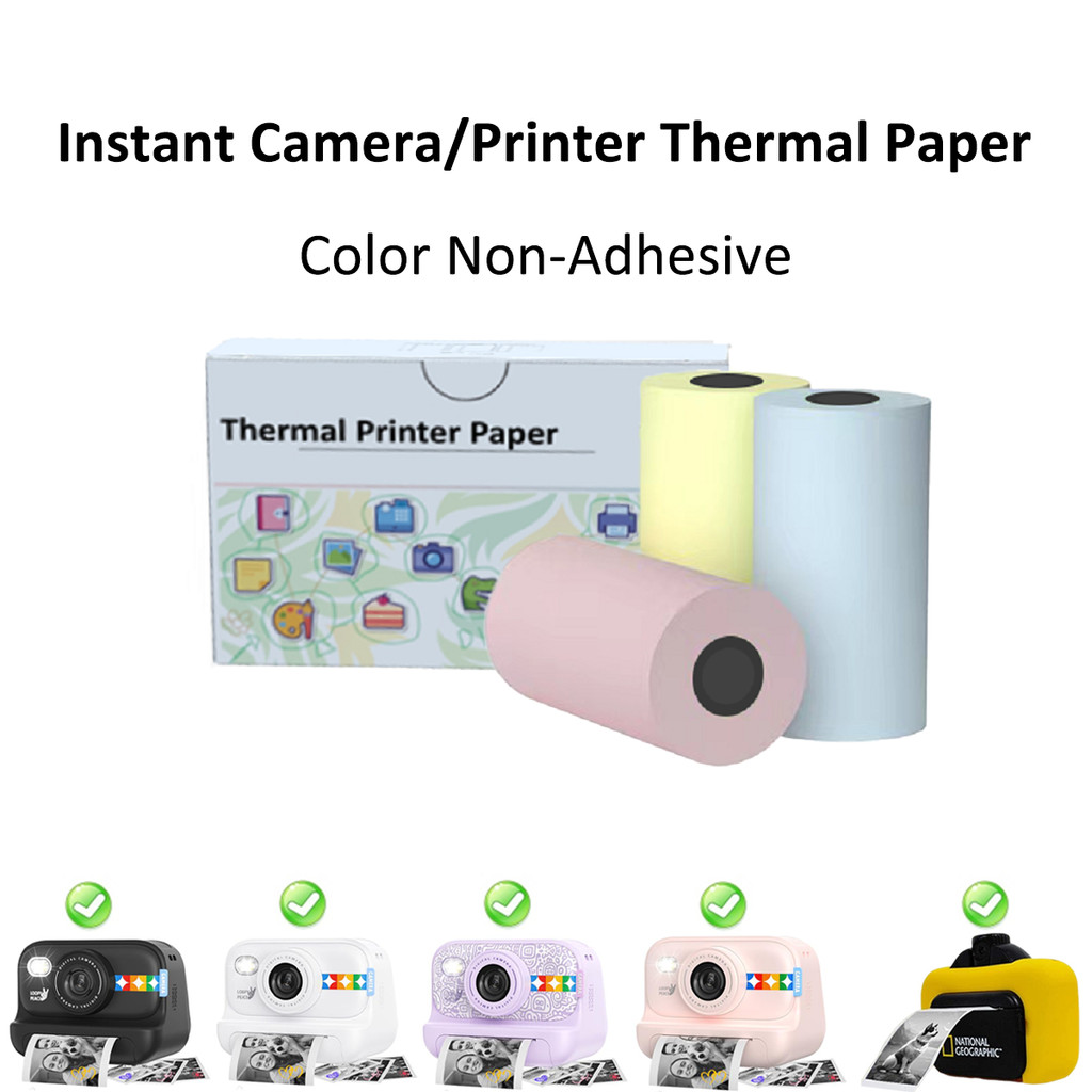

Portable Printers Kids Camera 57mm Thermal Paper Non-Adhesive Sticker Refill BPA-Free Photo Paper