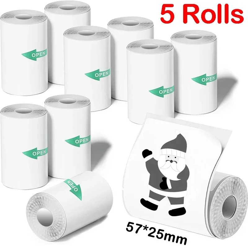 

1/3/5 Rolls 57x25MM Mini Printer Sticker Paper for Most Kids Instant Camera Refill For Mini Pocket