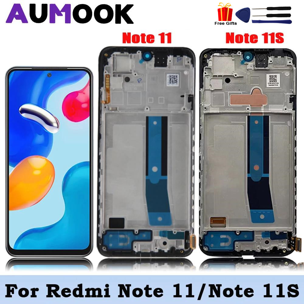 100% Test AMOLED For Xiaomi Redmi Note 11 LCD Display Note11 Screen Touch Glass Digitizer with Frame