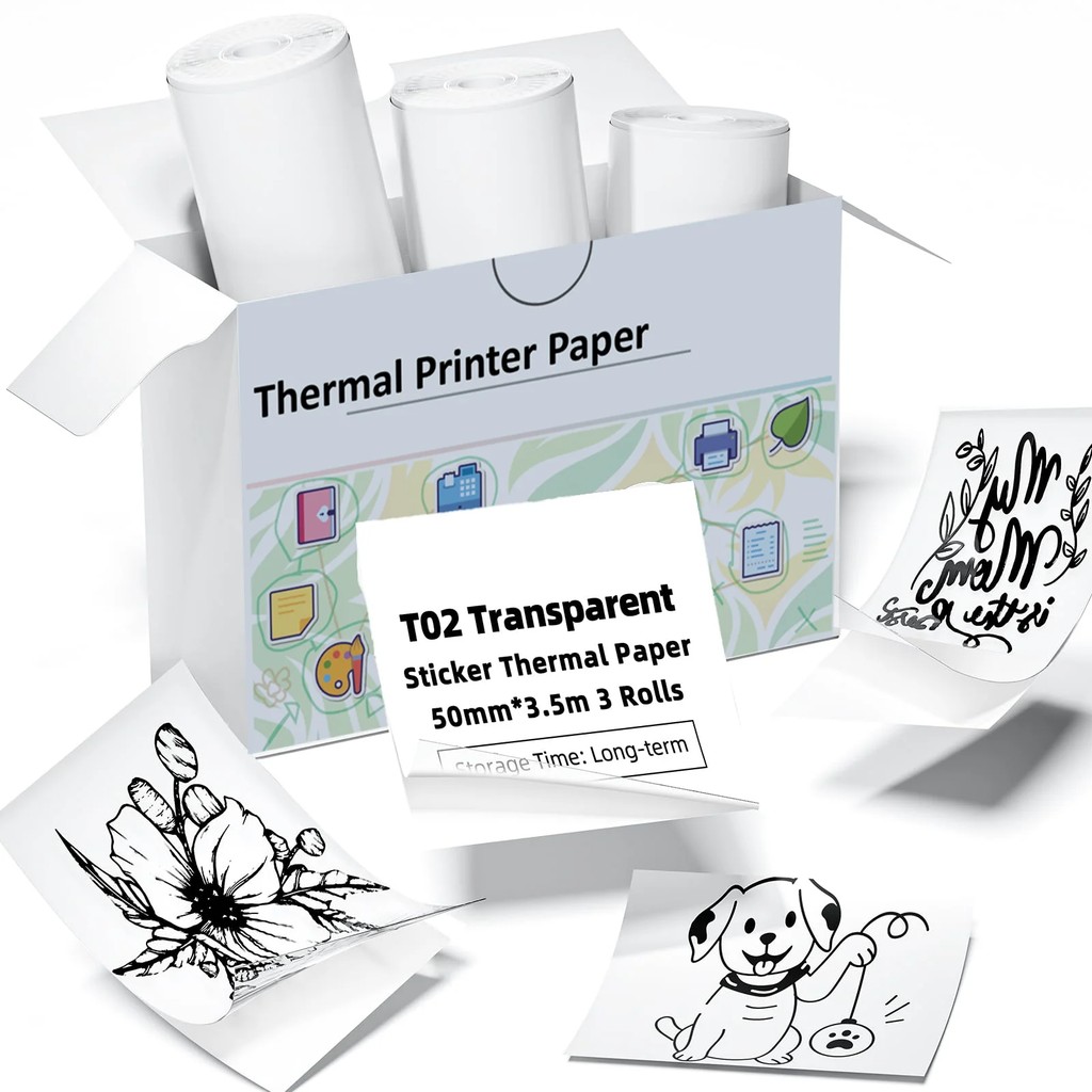 

Thermal Paper Transparent Sticker For Phomemo/Memoking M02/T02 Mini Printer for Journal Photo Text