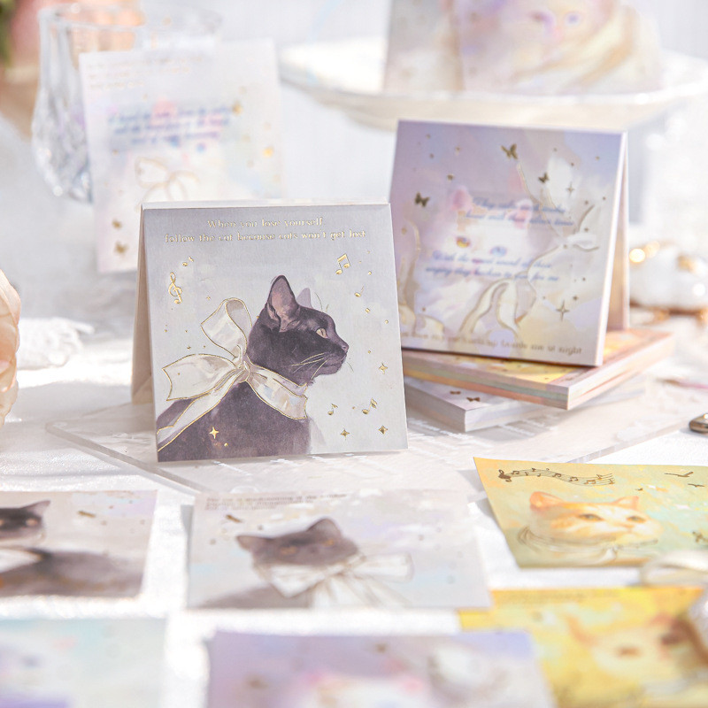 

60pcs/set Korea Style Sticky Notes Book Dreamy Cat Themed Memo Pads Versatile for Handwritten Notes