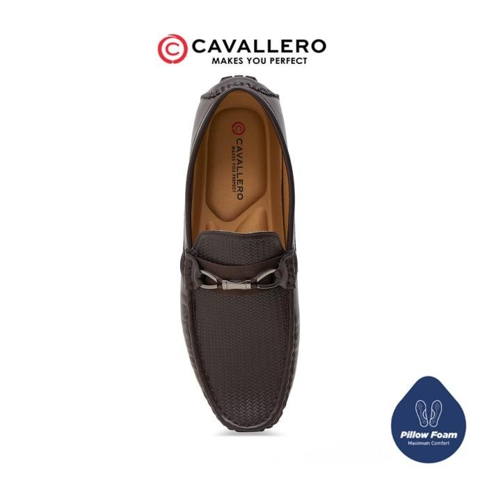 Sepatu Pria Loafers Moccasin Cavallero Paolo Coklat Flat Shoes Kasual Kerja