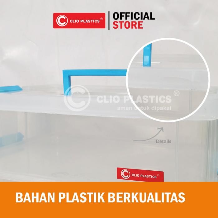 Kyoko Box Handle Clio plastics - tempat donat susun dua dengan handle - containter food - tempat