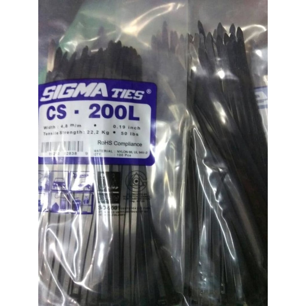 

kabel Ties Sigma 200 L ( 200 x 48 mm) pengikat kabel