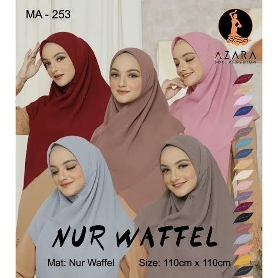 (Allthebest) Hijab segiempat waffle nur check/Nur Check 3D/Nur Waffle Azara laser cut Lembut Square