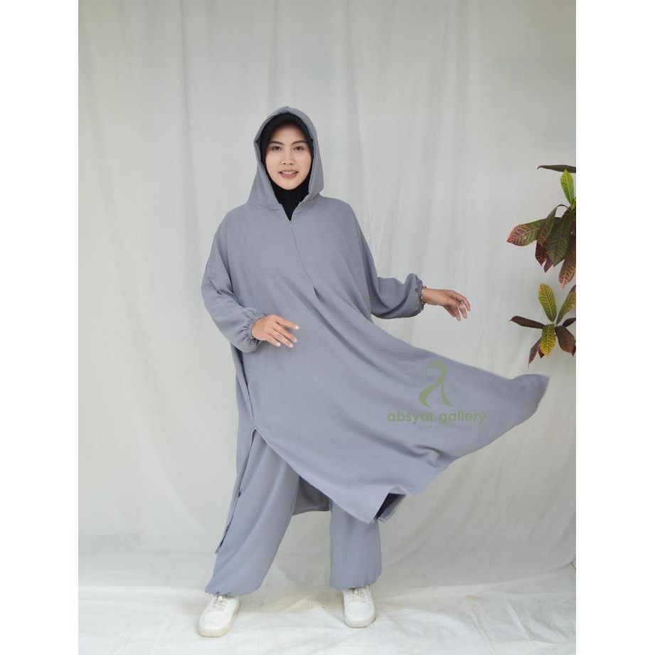 (Allthebest) ALEYYAH ONE SET HOODIE SPORTY HIJAB SETELAN ABAYA WANITA MUSLIMAH DEWASA TERBARU BAHAN