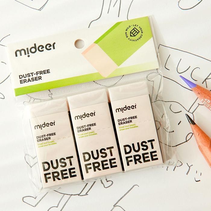 

ASLI mideer dust free eraser 3in1 alat tulis penghapus perlengkapan sekolah READY STOCK