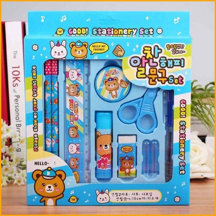 

TERLARIS Set Alat Tulis 8in1 Untuk Cewek Cowok Peralatan Sekolah Anak Lengkap M READY STOCK