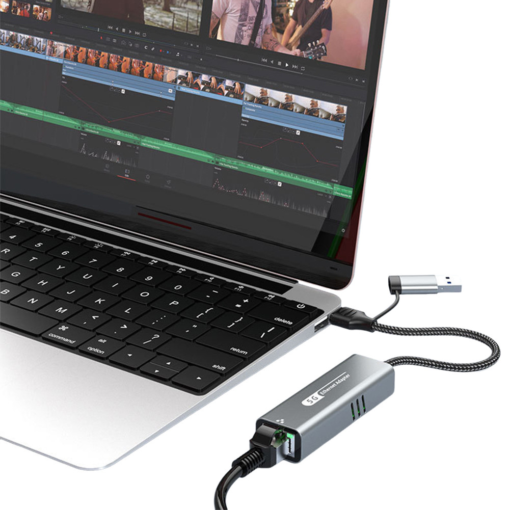 USB/Type C To Ethernet Adapter 5000Mbps USB C To Ethernet Adapter RJ45 To Type C Ethernet Converter