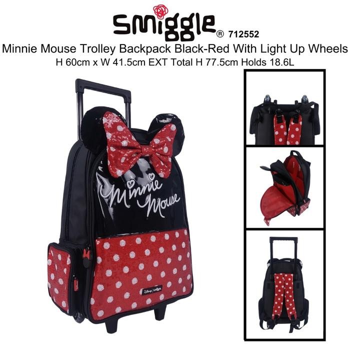 Smiggle Backpack Trolley Minnie Polka/Tas Koper Anak Perempuan/Ori