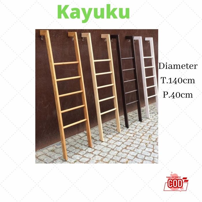 Rak tangga kayu / Rak mukena / Rak handuk / Rak sajada serbaguna