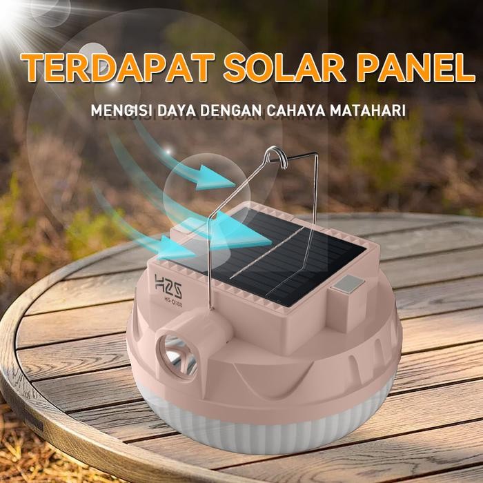 H2S Lampu LED Emergency UFO + Senter HS-Q188 Solar Panel 400w + 50w Baterai Lepas