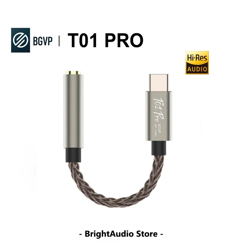 BGVP T01 PRO USB DAC AMP Hi-Res Audio Decoding HiFi Headphone Amplifier Type-C to 3.5mm Cable 32bit