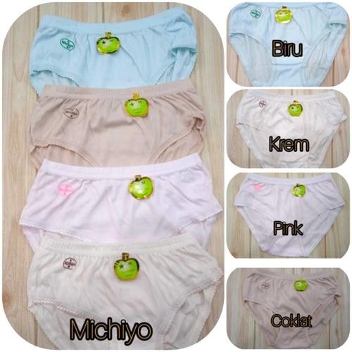 (6pc) Celana Dalam Wanita Michiyo Polos // Celana Michiyo // Celana Wanita Jumbo Size 3L - Random, S