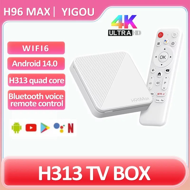 H96 Max H313 TV Box Android 14.0 Allwinner Quad Core 4K HDR WiFi6 2GB 16GB