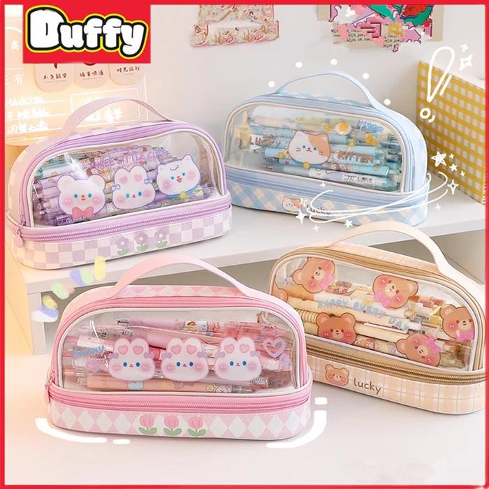 

Duffy Toys Tas Pensil Dua Ls / Pencil Case Kapasitas Besar / Tempat Pensil Bening / Kotak Pensil