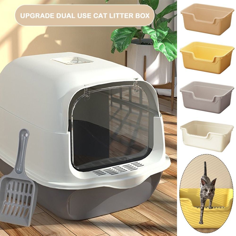 Portable Plastic Cat Toilet Semi-closed Pet Supplies Cat Litter Box Large Capacity Drawer Style Cat