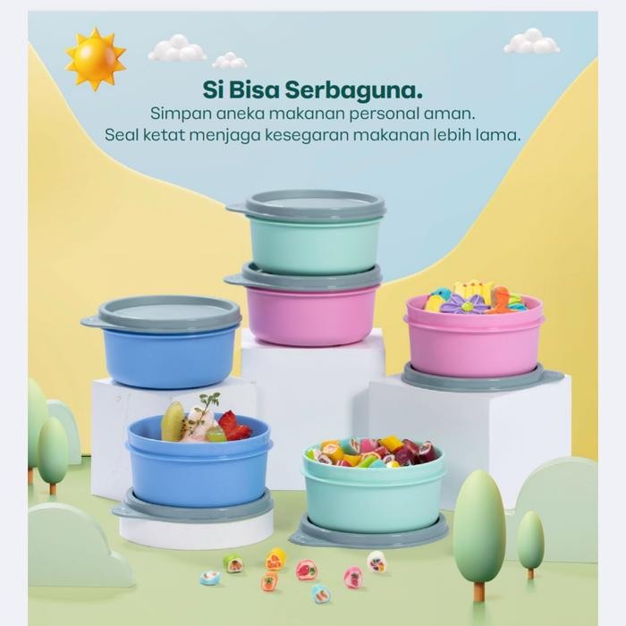 summer cup tempat mpasi snack buah potong colorfull wadah bulat kecil tupperware 1pcs Kode 1381