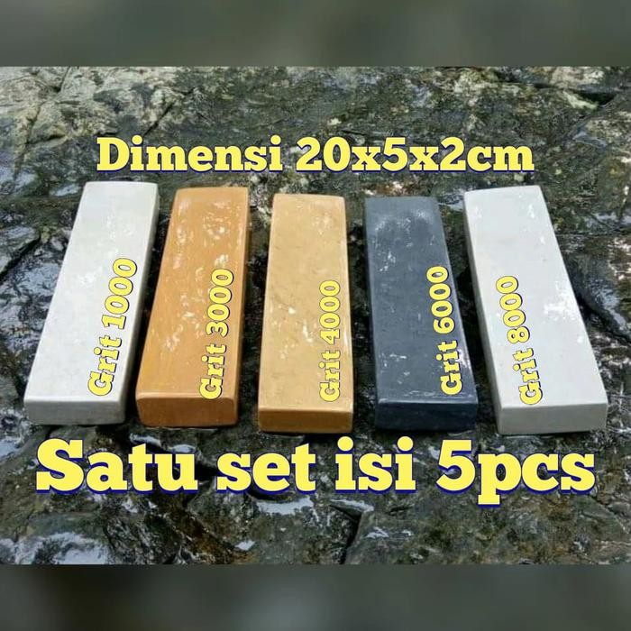 Diskon Batu Asahan Pisau Dan Golok Sembelih 1 Set Isi 5 Pcs Dimensi 20X5X2Cm