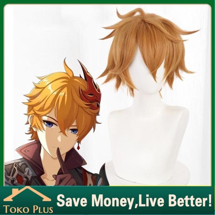 Genshin Impact Cosplay Tartaglia Wig Childe Short Ajax Golden Hair