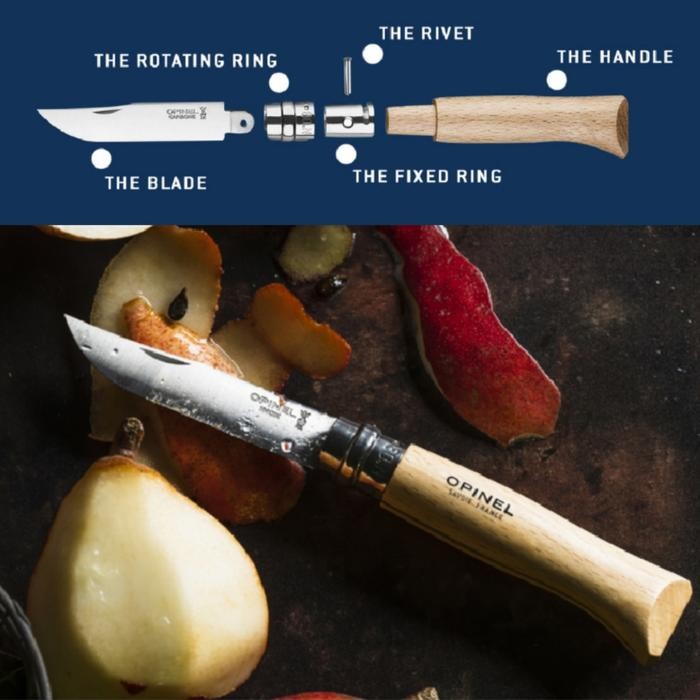 Pisau Lipat Opinel Folding Knife Stainless Steel No 6 7 8 09 10 12 13