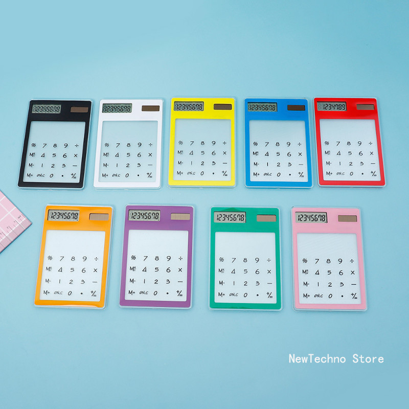 

Portable LCD 8 Digit Touch Screen Ultra slim Transparent Solar Calculator Clear Scientific