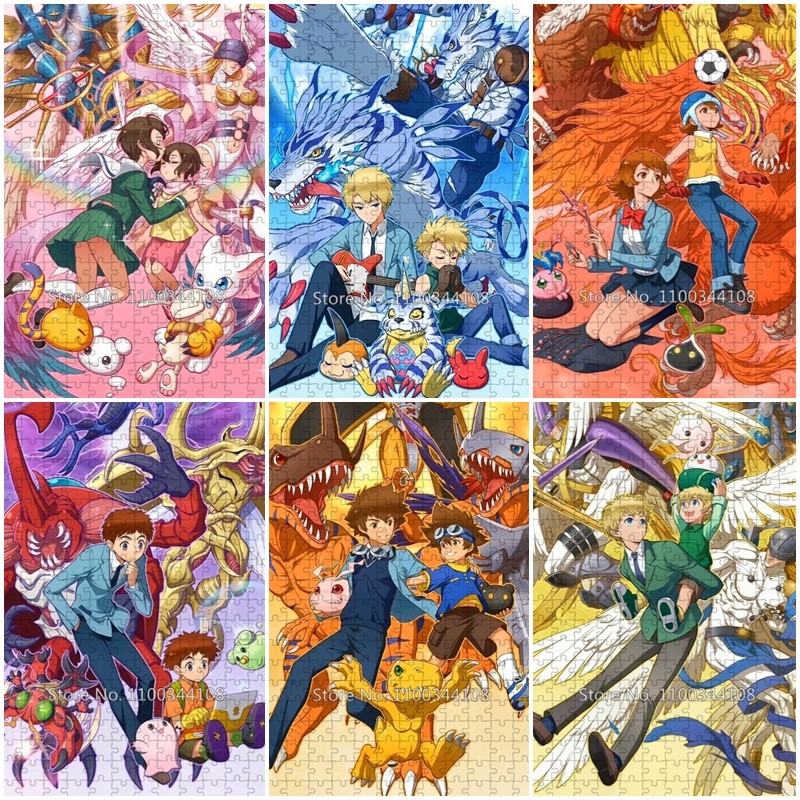 Digimon Adventure Jigsaw Puzzle 300/500/1000 Pieces Digital Monster Paper/wooden Puzzles Children