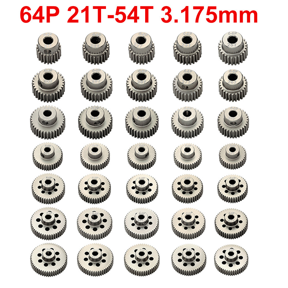 IMPORT 1PCS 3.175mm 64P 21T 24T 25T 26T 28T 30T 32T 35T 38T 39T 40T 42T 45T 50T 54T Metal Pinion