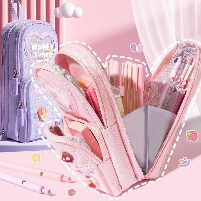 

ASLI [Dengan stiker gratis]Pencil Case san Glitter Karakter 3d Tas Lucu Korea Kapasitas Besar Pensil