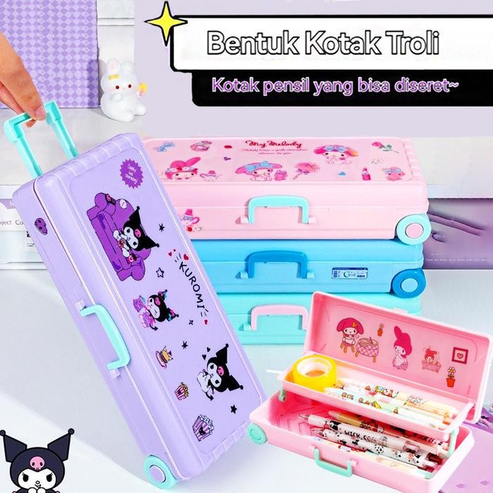 

SIAPKIRIM Kotak alat tulis kartun kapasitas besar kotak troli DIY alat pembelajaran kapasitas besar