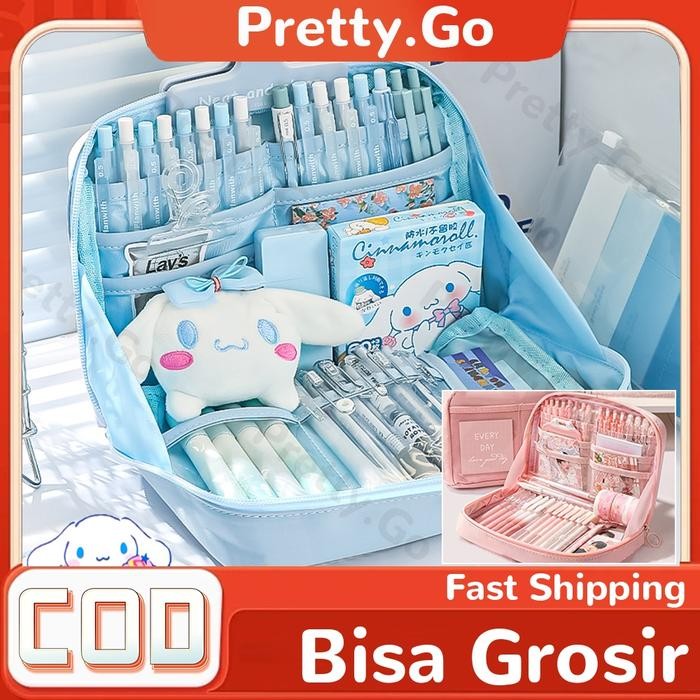 

TERLARIS Tempat Pensil Alat Tulis Transparan Kapasitas Large Capacity Pencil Case Pensil Tas