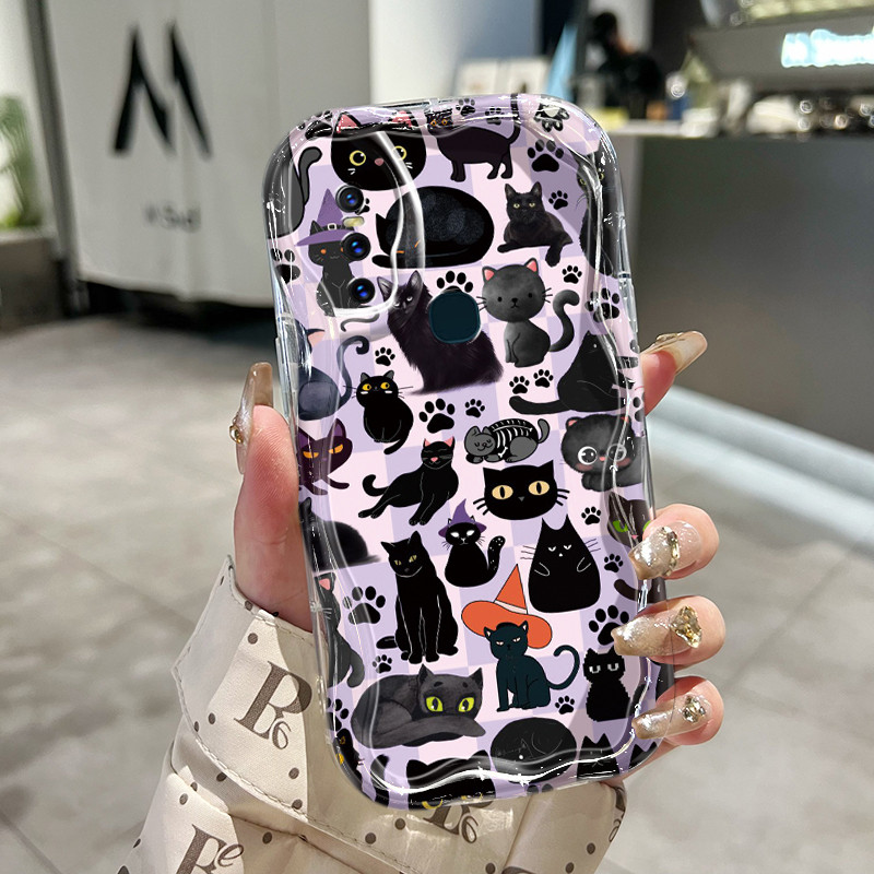 Casing Hp Untuk VIVO V15 VIVO V15 Pro VIVO V20 Pro VIVO S7 Case Casing pola Kucing Hitam Kepribadian