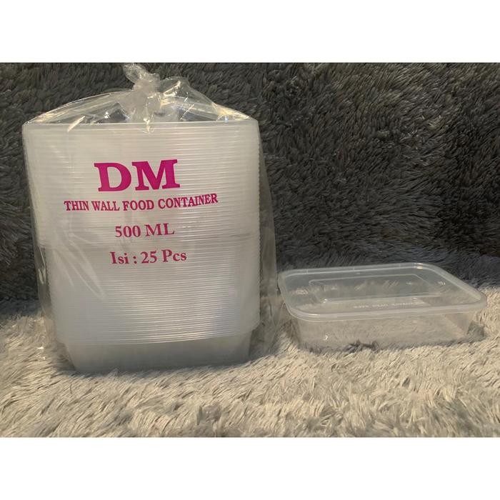 Thinwall Kotak 500ML 500 ML pack Kotak Rec Persegi isi 25pcs Cup Puding Mangkok Plastik 500 ml Tutup