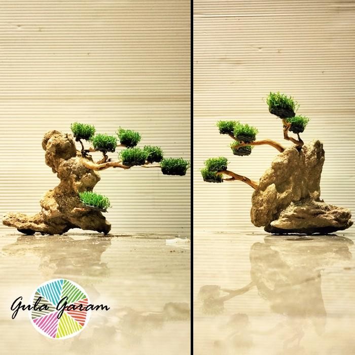 Paket Isi 3 Bonsai Tebing Plastik Mini Hiasan Aquarium Aquascape Ikan Hias Dekorasi Tanaman Air