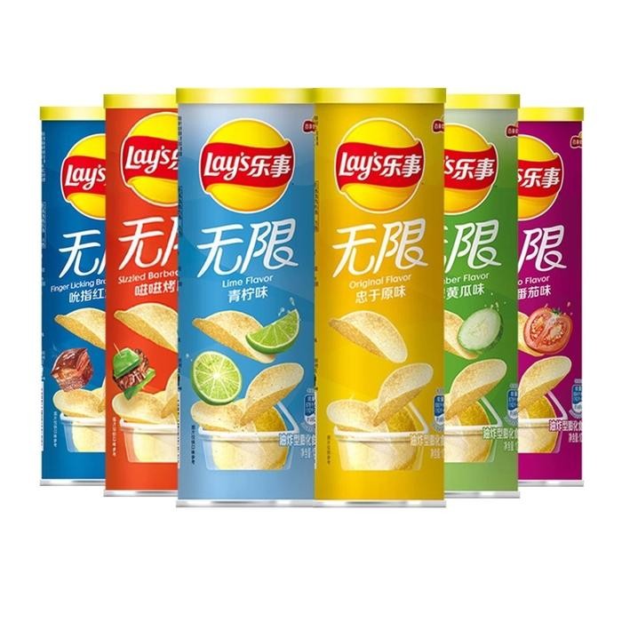 

Cemilan snack cina LAYS potato chips kaleng 104g
