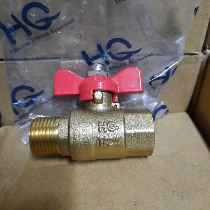 ball valve/stop kran drat dalam drat luar kuningan 1/2" inch