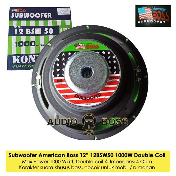 Subwoofer American Boss 12 inch 12BSW50 12" 1000 Watt 12 BSW 50 New Berkualitas Terbaik
