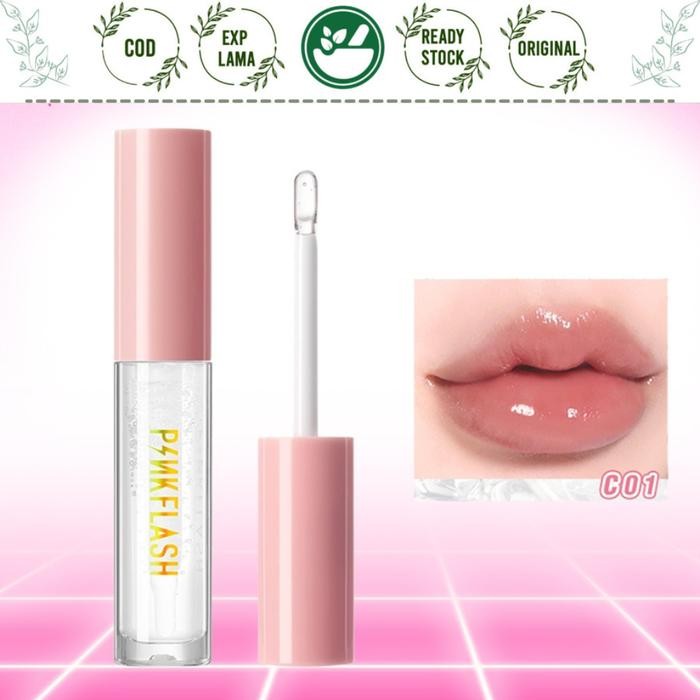 PINKFLASH LIP GLOSS MOISTURIZING SHINE SHIMMER PLUMPING BIBIR LIPGLOSS CLEAR BENING MENGKILAP