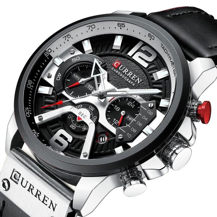 Jam Tangan Pria Analog Tali Kulit Chronograph Curren 8329