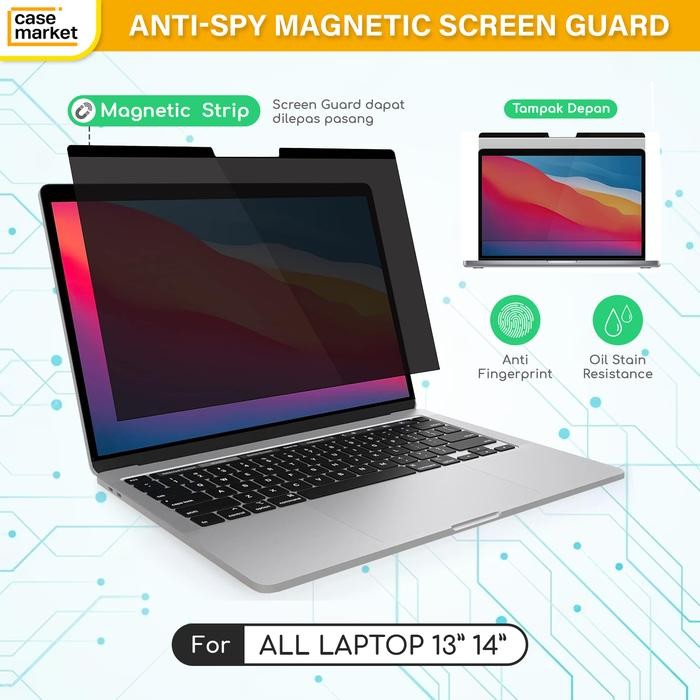 Laptop Asus Lenovo Acer HP Dell 13 14 inch Magnetic Anti Spy Laptop Screen Guard Privacy Pelindung