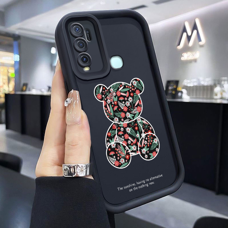 Casing Hp VIVO Y50 VIVO Y30 VIVO Y30i Case Kasing Beruang bunga Perlindungan Kesing Silikon Softcase