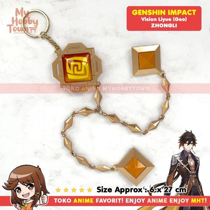 Gantungan Kunci Vision Genshin Impact Zhongli Liyue Geo Keychain
