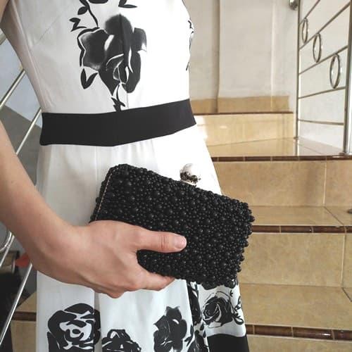 Grosir Tas Pesta Box Clutch Wanita Mutiara Elegan Mewah Import White 702700