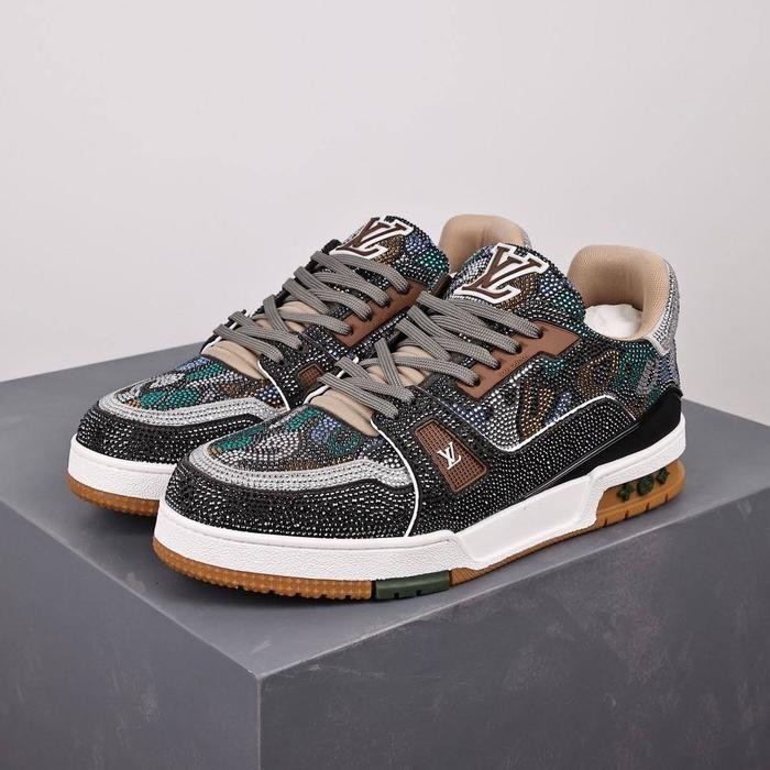 LV Vuitton Trainer Brown Multicolor Beaded