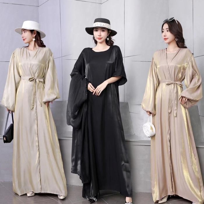 Product Laris 2Pcs Outer Shimmer Dress / Dress Lebaran /Shimmer Kardigan /Outer Shimmer / Abaya