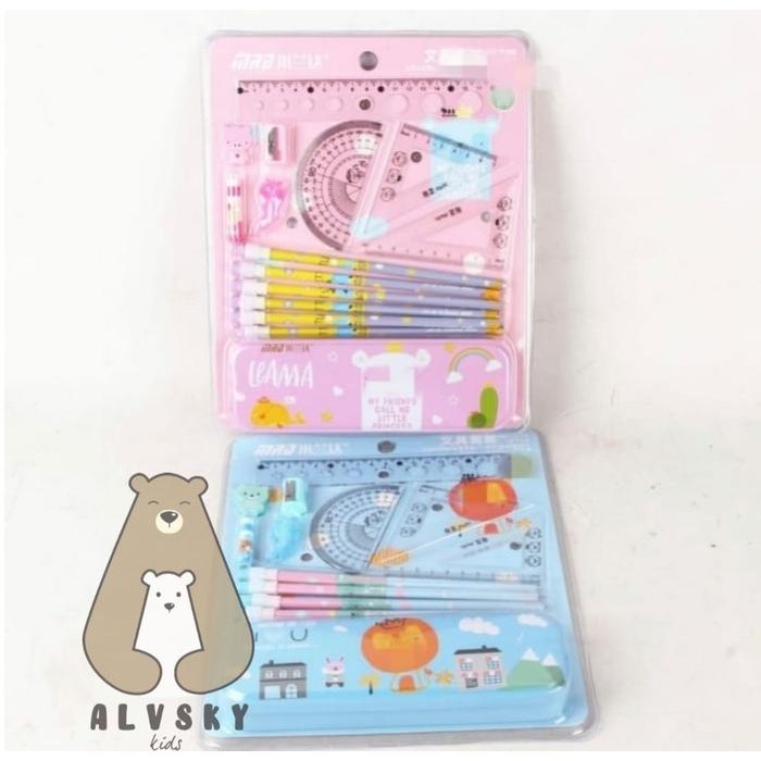 

STATIONARY SET FREE KOTAK PENSIL / PAKET ALAT TULIS SET ANAK SEKOLAH