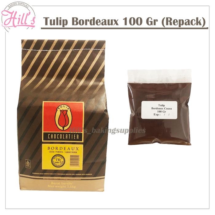 

(REPACK) TULIP BORDEAUX 100 gr COCOA POWDER DARK / COKLAT BUBUK PREMIUM COKELAT CHOCOLATIER 100gr